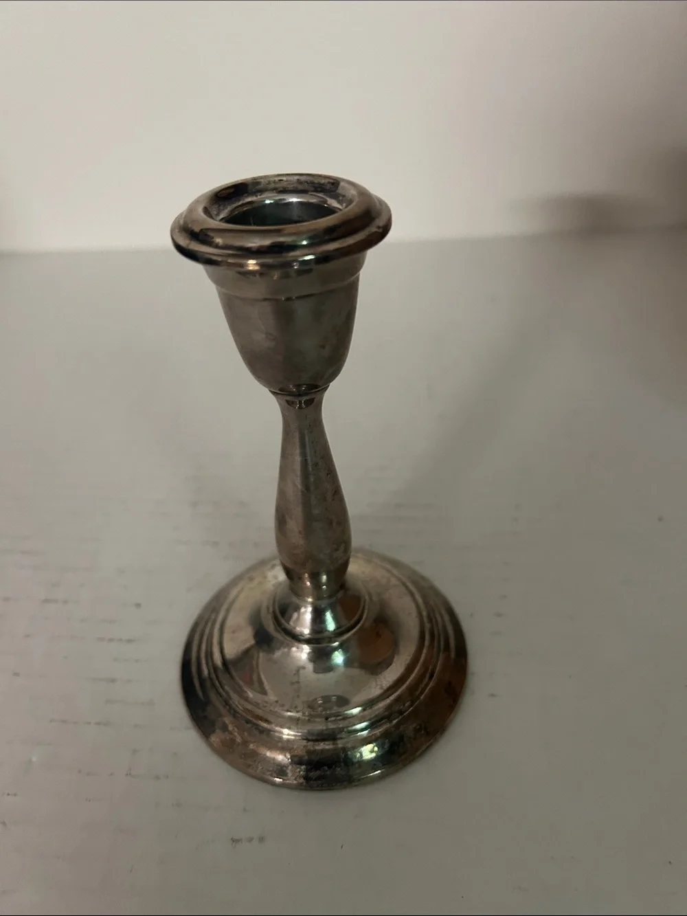 Vintage Silver Tone Single Candlestick Holder